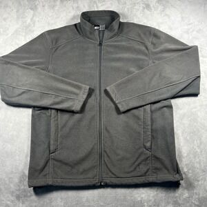 REI Full Zip Fleece Jacket Mens Large Black Long Sleeve Mock Neck Pockets